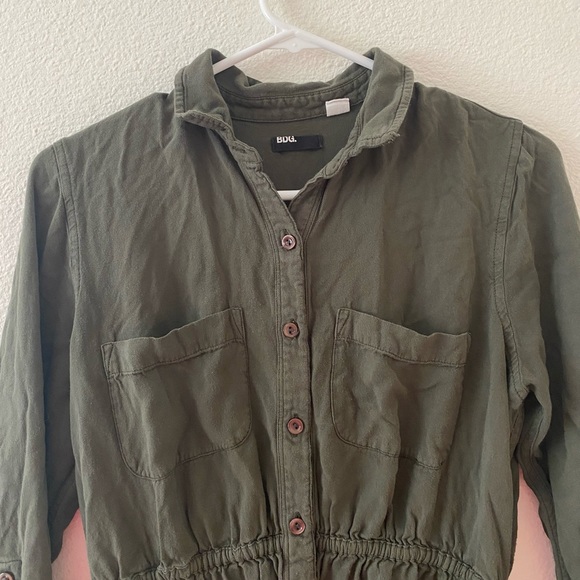BDG Urban Outfitters Olive Green Button Down Dress - Picture 3 of 12